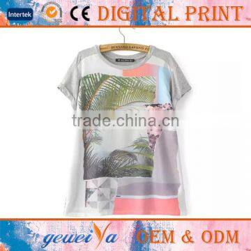 OEM Knitted Digital Print Bamboo Cotton T-Shirt