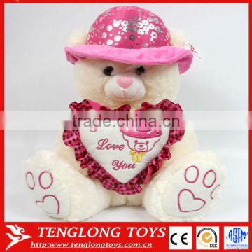 Fashion stuffed bear toy sitting plush valentines bear holding a heart