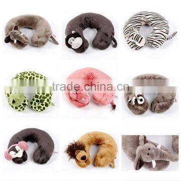 New Plush Animal U Shape Pillow Cute lions monkeys elephants Travel Rest Car Neck Pillow