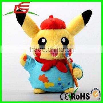 Pokemon Pikachu Wearing Colorful Clothes Brush In Hand Coaplay Painter