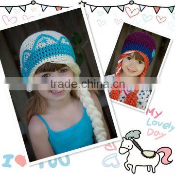 Newborn Baby Girls the Frozen Elsa Anna Hat w/ Hair Cap Braid Knitting