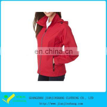 Lightweight Durable Nylon Red Color Zipped Sports Jackets For Lady