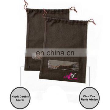 Amazon Hot Sale PVC Window Drawstring Canvas Shoe Bag