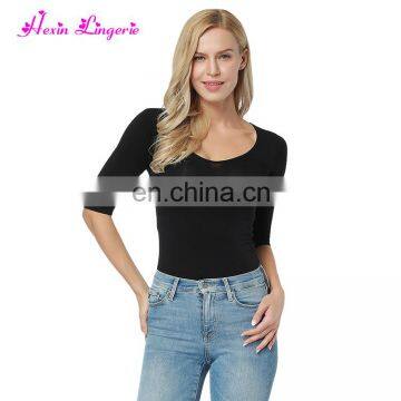 Wholesale Price black Reversible three quarter sleeve wholesale blouse modern tshirt