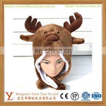 High quality animal shape plush cute Christmas reindeer antler hat with ears