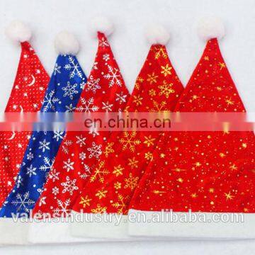 New Fashion Nice Design Colorful Various Design Single Face Fleece Santa Claus Christmas Hat Fabric with Blue Gold, Silver color