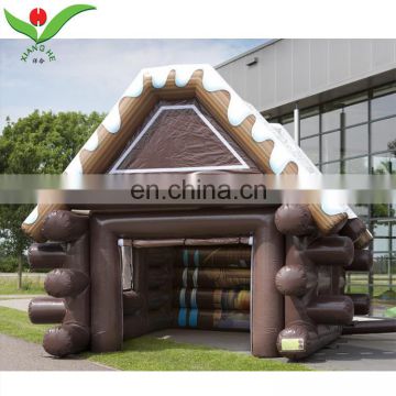 Custom make winter chocolate party house inflatable ski cabin