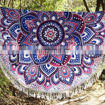 72" Round Tapestry Ombre Mandala Design Blue and Pink color Beach Towel Wall Hanging Indian New Round