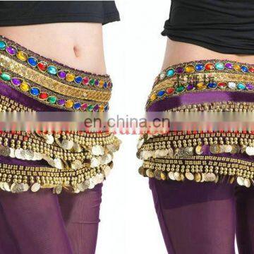 Indian belly dance hip scarf with gold coins Y-2033#