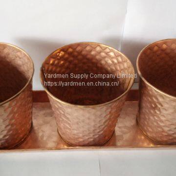 2018 Copper Painting Finish of Iron Flower Pot With Handle photo-2