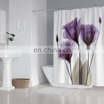 I@home Daffodil 4 Piece Water Resistant Shower Curtain Set Custom Bath Print With Non-slip Rugs