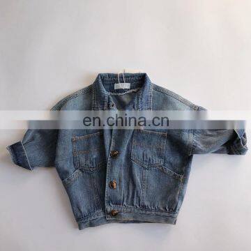 Children's denim jacket 2020 autumn new baby Korean version of bat sleeve loose cardigan middle and small children's denim