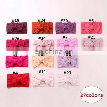 27Colors мягкая детская головная ленточка для девочек однотонная с джаккардовой полоской и ленточным бантиком photo-2