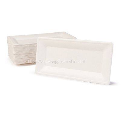 Eco friendly compostable containers rectangular bagasse plate biodegradable food packaging compostable containers