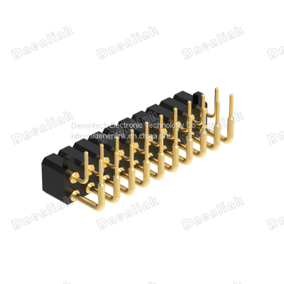Dnenlink 2.54mm Pitch Dual Row H4.0mm Plane Contact Right Angle Female Header DIP Type PogoPin Header With Peg photo-2
