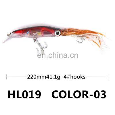 22cm 41g Artificial Life-Like Hard Plastic Bait With Rubber Skirts Sea Fishing Lure Squid Octopus Minnow photo-5