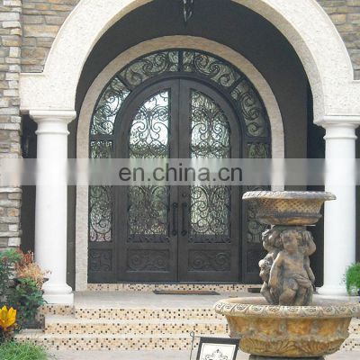 wrought iron main entrance safety double entry doors grill design