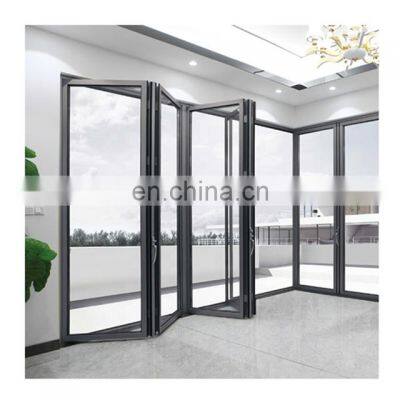 ROGENILAN 75 series wood grain aluminium soundproof glass bifold doors