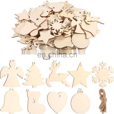 wholesale custom christmas tree ornaments diy unfinished wooden card decoration