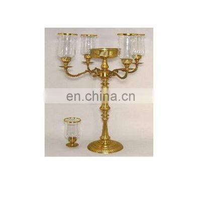 wedding gold hurricane glass center flower bowl candelabra