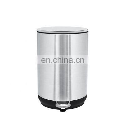 New popular modern 5L kitchen dustbin wholesale stainless steel dustbin round pedal trash bin