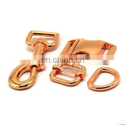 15MM Rose Gold Dog Collar Hardware Side Quick Release Buckle