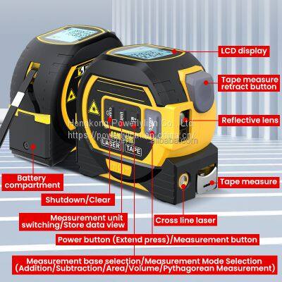 Laser Measure Tape Digital Rangefinder Measuring Distance Area Volume Pythagoras Auto Calculate photo-2
