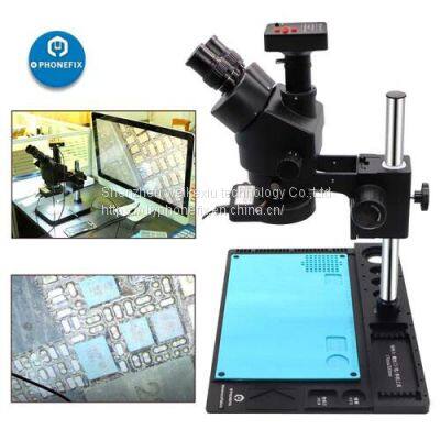Black Simul-focal 7-45X Trinocular Stereo Zoom Microscope With Aluminum Alloy Base Pad photo-2