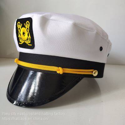 Captain captain cap embroidery grain white sailor hat anchor navy wind Halloween hat stage performance