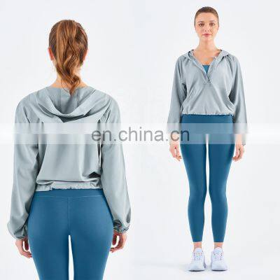 Workout Outfits Yoga UV Protection Jacket Lycra Elastic Legging Gym Fitness Sets Women