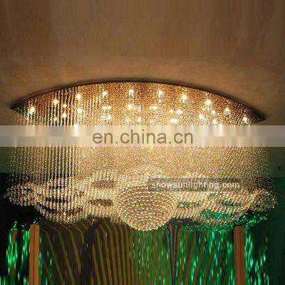 Big Luxury Modern Crystal Ceiling Chandelier Oval Wave LED Crystal Chandelier Pendant Light