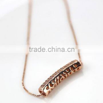 Simple Design New Model Hollow Rose Gold Plated Pipe Pendant Necklace Fashion Jewelry With Box Chain for Wholesale photo-3