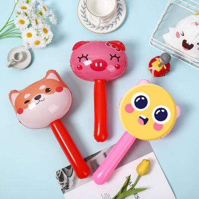 Pvc Children'S Inflatable Toys Animal Head Long Stick Inflatable Long Rod Animal Sticks Giraffe Inflatable Bell Hammer Balloon