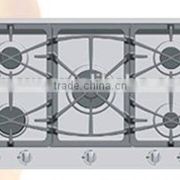 five burner stainless steel gas hob