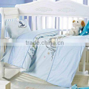 Embroider Sealife Bedding Cotton Baby Comforter Set 200TC In Blue Color