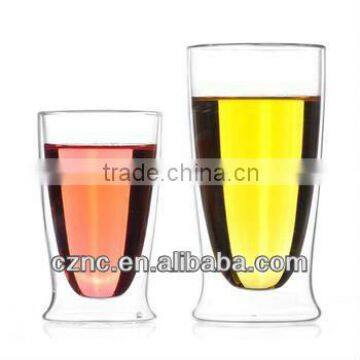 Clear borosilicate double wall Glass cup by hand make with FDA