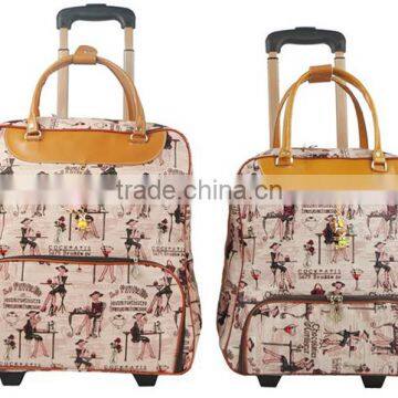 Fashion Ladies PU Trolley Bag Rolling Duffel Bag