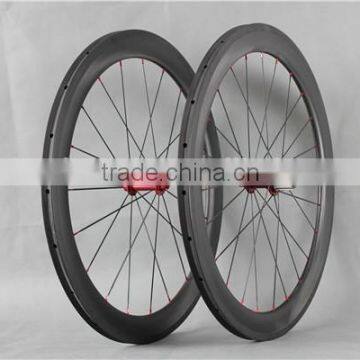 Full carbon fiber road bike wheelset red R13 hubs carbon bike wheels W56T