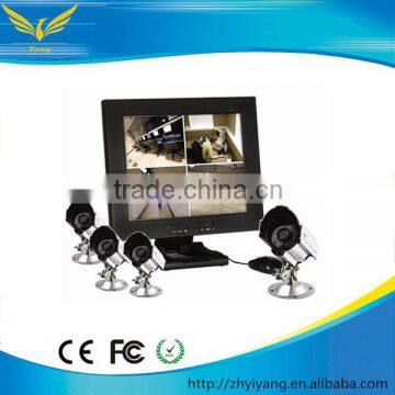 cheap cctv camera kit! TFT-LCD quad monitor with built-in 4 channel h.264 4ch dvr combo cctv camera kit