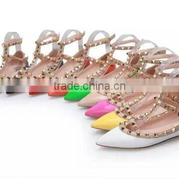 Guangzhou Wholesale Ladies Casual Flattie Shoes Adjustable Straps Sling Back No Heels Footwear Stud Flat Shoes Women