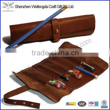 New Arrival Popular Classic Rollup Style Leather Pen & Pencil Holder