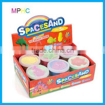 Cheap 80g sand with 1 mould Small Plastic box pack colorful kids magic modeling sand