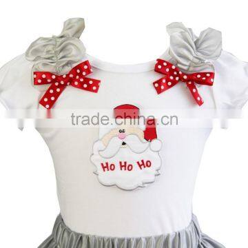 Xmas Silver Snowflake Ruffles Santa HoHoHo White Short Sleeves Tee