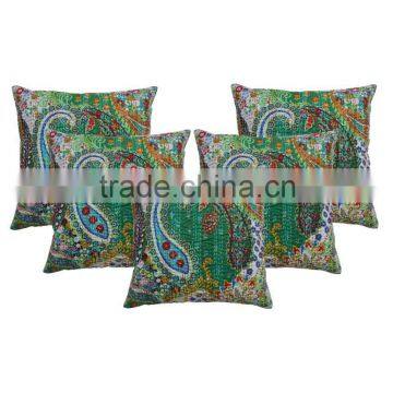 Paisley Indian Kantha Throw Pillow Cover Handmade Paisley Cushion Cover