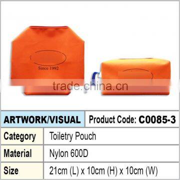 Orange Nylon toiletry pouch