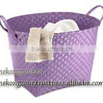 Plastic Woven Laundry Bin with Handles