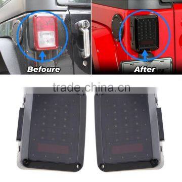 Smoke Lens Jeep Wrangler 07-15 JK LED Brake Tail Lights Bulb Assembly Conversion Rear Turn Singal Reverse Lights