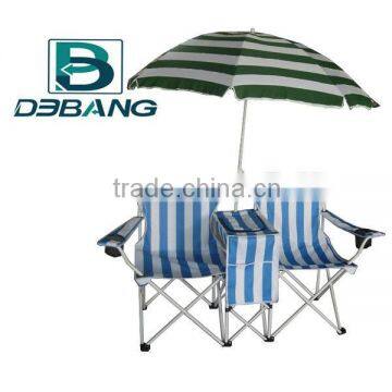 Camping Double Folding Chair With Umbrella , Cooler and Magazine Bag DB1024U