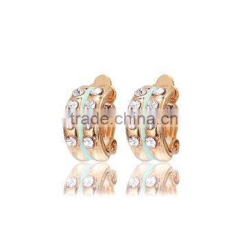 High quality rhinestone crystal oil paint clip earings women girl lady jewelery