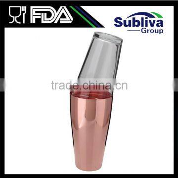 Boston Cocktail Shaker Stainless Steel, Glass Copper Plated bottle Custom Cocktail Shaker Boston